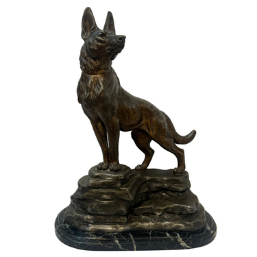 Escultura en peltre Perro Pastor Alemán firmada Louis-Albert Carvin (1875–1951) Bucarest Art & Antiques