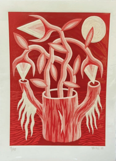 Michael Yaikel - Linoleo cinco colores 'Tronco rojo' Colección Exclusiva