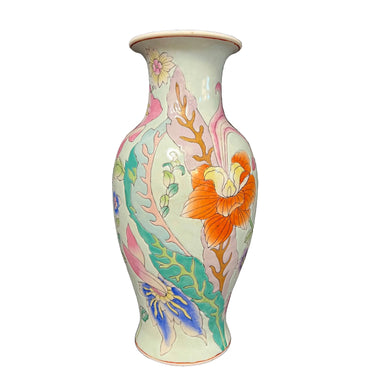 Jarrón Chino de porcelana colorido con motivos florales Bucarest Art & Antiques