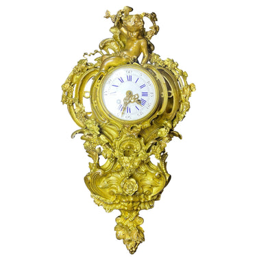 Reloj Cartel de ormolú estilo Luis XV siglo XIX Bucarest Art & Antiques