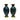 Par de pequeños jarrones chinos de bronce esmalte cloisonné azul y verde diseño floral