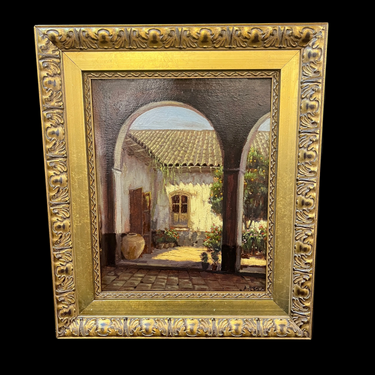 Alberto Lobos - Óleo sobre madera ‘Patio interior’ Bucarest Art & Antiques