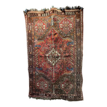 Alfombra Persa Tribal lana medallón rojo 254x170 Bucarest Art & Antiques