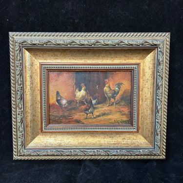 Aristodemo Lattanzi - Óleo sobre madera ‘Gallo alerta’ Bucarest Art & Antiques