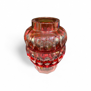 Foto de presentación mejorada — Florero art déco rojo double gourde cristal Val Saint Lambert rojo años 50