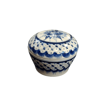 Cajita joyero redondo de cerámica Delft Flores Bucarest Art & Antiques