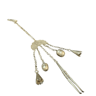 Chatelaine de opio plata oriental pinza y mariposa Bucarest Art & Antiques