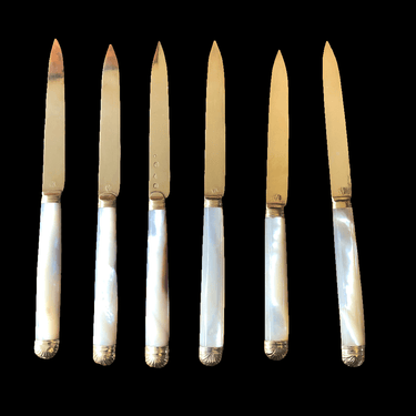 Cuchillos de plata bañados en oro mango de Nácar Bucarest Art & Antiques