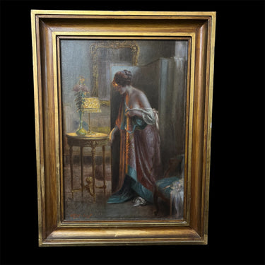 Delphin Enjolras - Óleo sobre tela 'Mujer al amanecer' Bucarest Art & Antiques