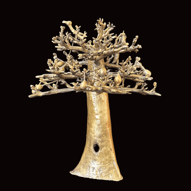 Escultura Baobab y aves posadas bronce macizo Bucarest Art & Antiques