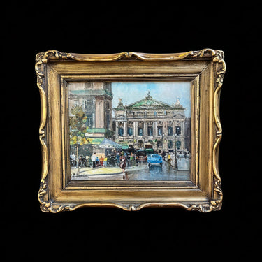 Firma ilegible - Óleo sobre tela ‘Vista al Palais de Garnier’ Bucarest Art & Antiques