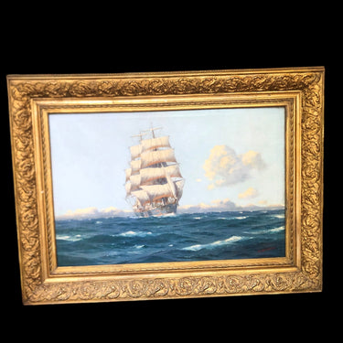 Guillermo Grossmacht - Óleo 'Embarcación en alta mar' Bucarest Art & Antiques