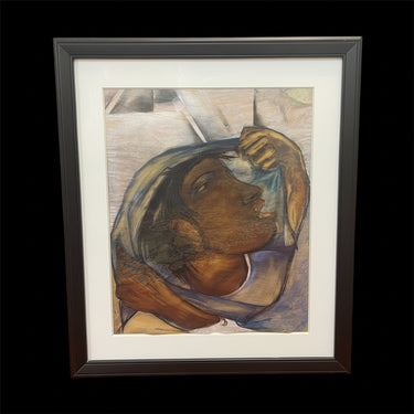 José Luis Perotti - Técnica mixta sobre papel ‘Niña con velo azul’ Bucarest Art & Antiques