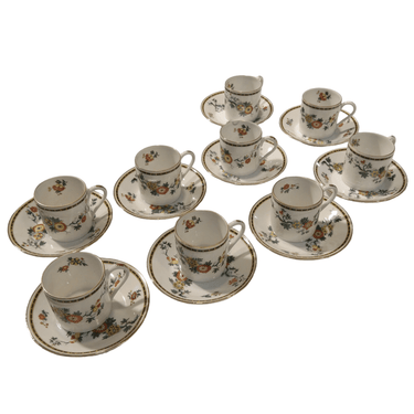 Juego de tazas de café porcelana francesa Limoges 'ramas y flores' | Bucarest Art Gallery Bucarest Art & Antiques