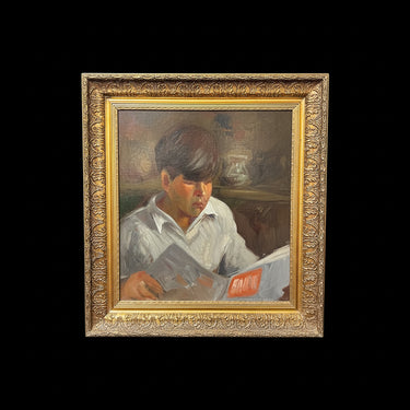 Miguel Venegas Cifuentes - Óleos sobre tela ‘Joven leyendo’ Bucarest Art & Antiques
