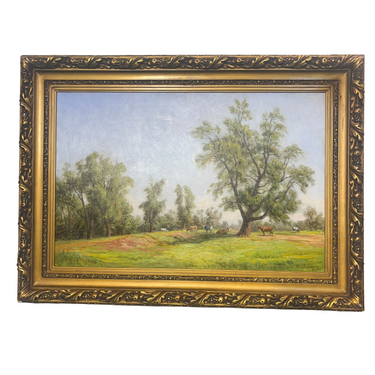 Onofre Jarpa -Óleo sobre tela 'Vacas en la pradera' Bucarest Art & Antiques