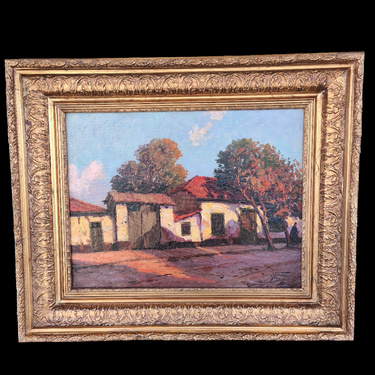Ramos Catalán - Óleo sobre tela 'Fachada con personaje en esquina' Bucarest Art & Antiques