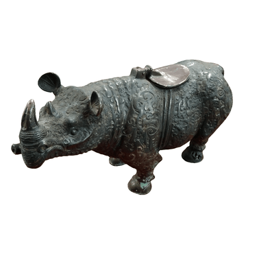 Rinoceronte chino en bronce tapa y relieves Bucarest Art & Antiques