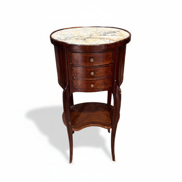 Velador francés estilo Transición tres cajones cubierta de mármol circa 1900 Bucarest Art & Antiques