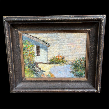 Ximena Cristi - Óleo sobre madera ‘Casa y orilla’ Bucarest Art & Antiques