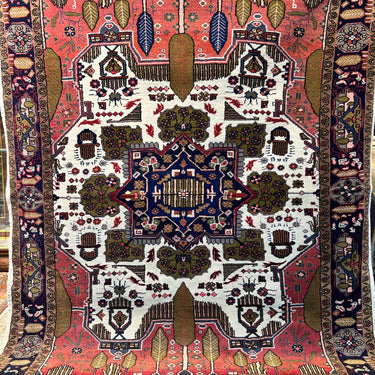 Alfombra Iraní Bakthiari tonos rojos y verdes 195x150cm