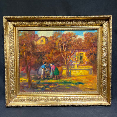 Darío contreras - Óleo sobre tela 'Mujeres lavando' 1969