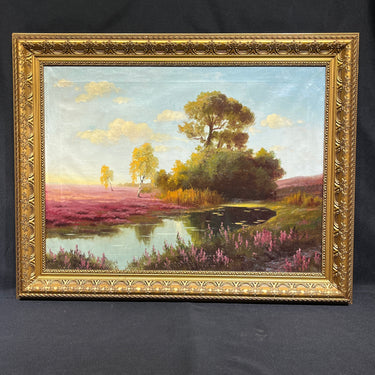 Max Nordt - Óleo sobre tela 'Paisaje lacustre'