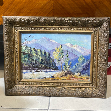 Carlos Swinburn -Óleo sobre tablilla ‘Río y cordillera’