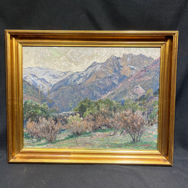 Luis Strozzi - Óleo sobre tablilla 'Las torrecillas nevadas' el Manzano 1942