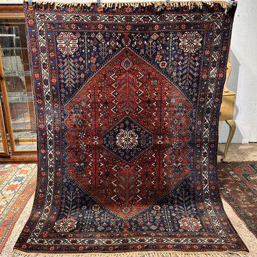 Alfombra Persa Shiraz - tonos rojos y azules
