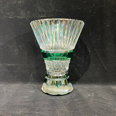 Jarrón Art Déco belga verde Cristal Val Saint Lambert