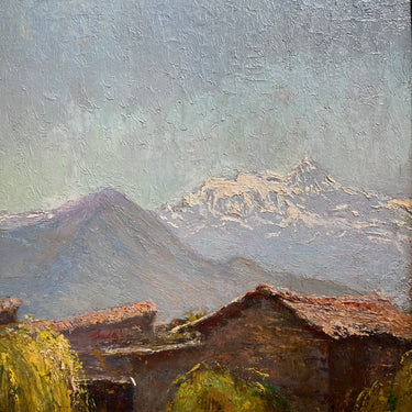 Julio Ortiz de Zárate - Óleo sobre madera ‘Tejados’