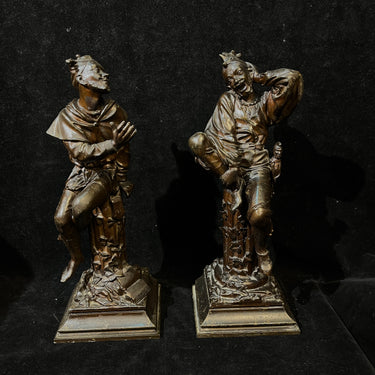Par de juglares de la corte 'Chicot y Triboulet' de peltre Escuela s.XX