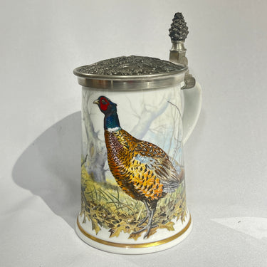 Shopero porcelana pintada a mano y tapa de peltre Haviland 1981 ed. limitada
