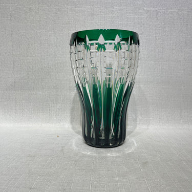 Jarrón cristal tallado verde Art Deco Val Saint Lambert años 50