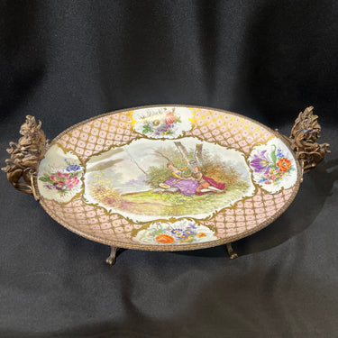 Centro de mesa Alemán de porcelana y bronce Bavaria principio s.XX