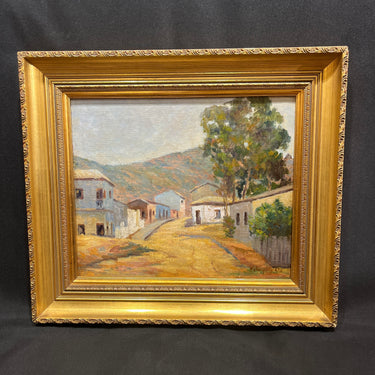 Alberto Valenzuela Llanos - Óleo sobre tela 'Camino y pueblo'