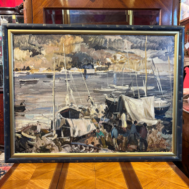 Fernando Morales Jordán - Óleo sobre tela 'Caleta Angelmó' 1968