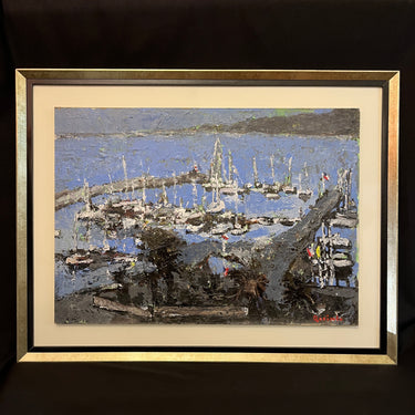 Vittorio Queirolo - Óleo sobre madera ‘Embarcaciones’ Bucarest Art & Antiques