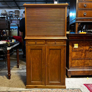 Mueble boticario con persiana y cubierta de mármol blanco años 50