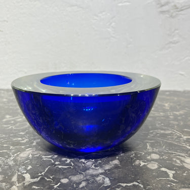 Vide-poche francés de vidrio azul cobalto años 60