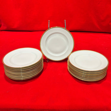 Juego 16 platos porcelana limoges para 16 personas borde dorado diseño de espigas