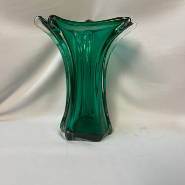 Jarrón de cristal Val Saint Lambert verde Bucarest Art & Antiques