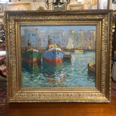 Pacheco Altamirano - Óleo sobre madera 'Reflejos del mar'