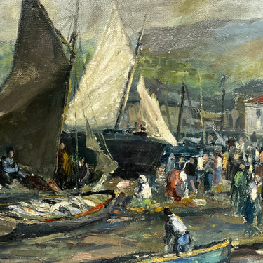 Manuel Maldonado 'Manoly' - Óleo sobre tablilla 'Escena de caleta' 1962