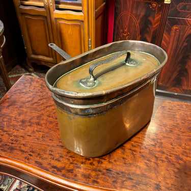 Olla para pescado francesa de cobre y mango de fierro s.XIX