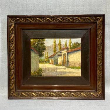J. González - Óleo sobre tablilla 'Muros de adobe'