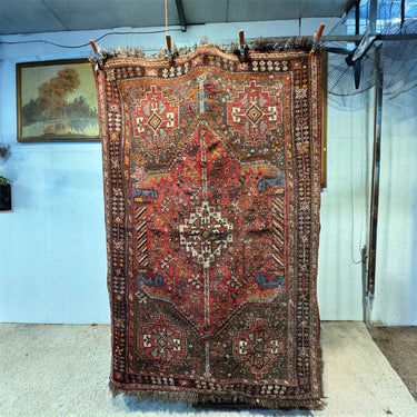Alfombra Persa Tribal lana  medallón rojo 254x170 Bucarest Art & Antiques