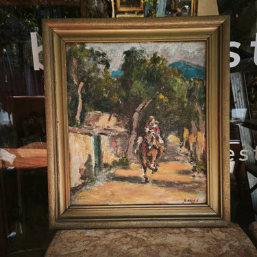 Boris Casanova - Óleo 'Caballo y jinete' Bucarest Art & Antiques