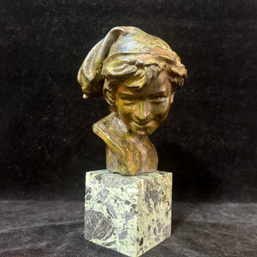 Busto en bronce sobre mármol 'Pescador de la concha' de J. Baptiste Carpeaux (1827-1875) Bucarest Art & Antiques